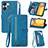 Leather Case Stands Flip Cover Holder S06D for Xiaomi Redmi 13C Blue