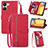 Leather Case Stands Flip Cover Holder S06D for Xiaomi Redmi 13C Red