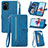 Leather Case Stands Flip Cover Holder S06D for Xiaomi Redmi Note 10 4G Blue