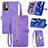 Leather Case Stands Flip Cover Holder S06D for Xiaomi Redmi Note 10 5G Purple