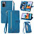 Leather Case Stands Flip Cover Holder S06D for Xiaomi Redmi Note 10 Pro 4G Blue