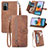 Leather Case Stands Flip Cover Holder S06D for Xiaomi Redmi Note 10 Pro 4G Brown