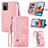 Leather Case Stands Flip Cover Holder S06D for Xiaomi Redmi Note 10 Pro 4G Pink