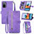 Leather Case Stands Flip Cover Holder S06D for Xiaomi Redmi Note 10 Pro 4G Purple