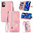 Leather Case Stands Flip Cover Holder S06D for Xiaomi Redmi Note 10T 5G Pink