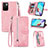 Leather Case Stands Flip Cover Holder S06D for Xiaomi Redmi Note 11 5G Pink