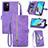 Leather Case Stands Flip Cover Holder S06D for Xiaomi Redmi Note 11 5G Purple