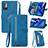 Leather Case Stands Flip Cover Holder S06D for Xiaomi Redmi Note 11 SE 5G Blue