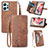 Leather Case Stands Flip Cover Holder S06D for Xiaomi Redmi Note 12 4G Brown