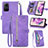 Leather Case Stands Flip Cover Holder S06D for Xiaomi Redmi Note 12S Purple