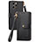 Leather Case Stands Flip Cover Holder S07D for Apple iPhone 15 Pro Black