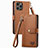 Leather Case Stands Flip Cover Holder S07D for Apple iPhone 15 Pro Brown