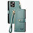 Leather Case Stands Flip Cover Holder S07D for Apple iPhone 15 Pro Green