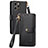 Leather Case Stands Flip Cover Holder S07D for Apple iPhone 15 Pro Max Black