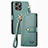 Leather Case Stands Flip Cover Holder S07D for Apple iPhone 15 Pro Max Green