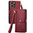 Leather Case Stands Flip Cover Holder S07D for Apple iPhone 15 Pro Max Red