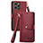 Leather Case Stands Flip Cover Holder S07D for Apple iPhone 15 Pro Red