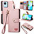 Leather Case Stands Flip Cover Holder S07D for Realme C30s Pink