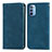 Leather Case Stands Flip Cover Holder S08D for Motorola Moto G41 Blue