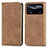 Leather Case Stands Flip Cover Holder S08D for Xiaomi Redmi Note 11E Pro 5G Brown