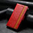 Leather Case Stands Flip Cover Holder S10D for Oppo A58 4G Red