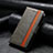 Leather Case Stands Flip Cover Holder S10D for Sharp Aquos R8 Gray