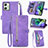 Leather Case Stands Flip Cover Holder S14D for Motorola Moto G54 5G Purple