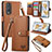 Leather Case Stands Flip Cover Holder S15D for Huawei Honor 90 5G Brown