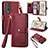 Leather Case Stands Flip Cover Holder S15D for Huawei Honor 90 5G Red