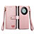 Leather Case Stands Flip Cover Holder S15D for Huawei Mate 60 Pro Pink