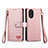 Leather Case Stands Flip Cover Holder S15D for Oppo A18 Pink
