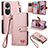 Leather Case Stands Flip Cover Holder S15D for Oppo Reno10 5G Pink