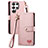 Leather Case Stands Flip Cover Holder S15D for Samsung Galaxy S24 Ultra 5G Pink