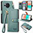 Leather Case Stands Flip Cover Holder S15D for Sharp Aquos R8s Green