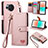 Leather Case Stands Flip Cover Holder S15D for Sharp Aquos R8s Pink