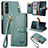 Leather Case Stands Flip Cover Holder S15D for Sony Xperia 1 V Green