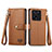 Leather Case Stands Flip Cover Holder S15D for Xiaomi Mi 13T Pro 5G Brown