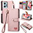 Leather Case Stands Flip Cover Holder S15D for Xiaomi Redmi Note 12 4G Pink