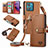 Leather Case Stands Flip Cover Holder S16D for Motorola Moto G84 5G Brown