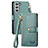 Leather Case Stands Flip Cover Holder S16D for Samsung Galaxy S22 Plus 5G Green