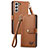 Leather Case Stands Flip Cover Holder S16D for Samsung Galaxy S24 5G Brown