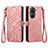 Leather Case Stands Flip Cover Holder S17D for Asus Zenfone 9 Pink