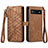 Leather Case Stands Flip Cover Holder S17D for Google Pixel 6a 5G Brown