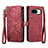 Leather Case Stands Flip Cover Holder S17D for Google Pixel 8 5G Red
