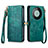 Leather Case Stands Flip Cover Holder S17D for Huawei Mate 60 Green