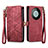 Leather Case Stands Flip Cover Holder S17D for Huawei Mate 60 Red