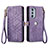 Leather Case Stands Flip Cover Holder S17D for Motorola Moto Edge Plus (2022) 5G Purple