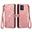 Leather Case Stands Flip Cover Holder S17D for Motorola Moto G14 Pink