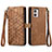 Leather Case Stands Flip Cover Holder S17D for Motorola Moto G53 5G Brown