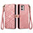 Leather Case Stands Flip Cover Holder S17D for Motorola Moto G53 5G Pink